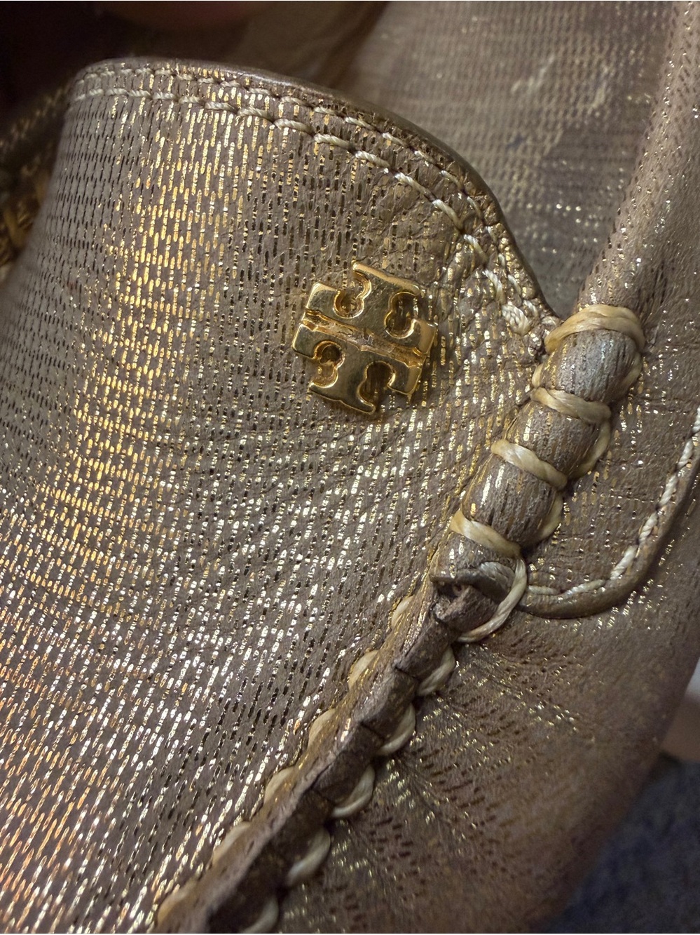 Tory Burch Metallic Gold Driving Loafers 7 - Picture 4 of 9